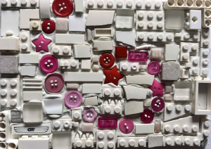 Artist's own mosaic spiral in pink and white